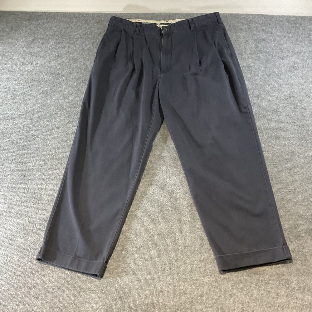 Polo Ralph Lauren VintagePant Mens 38x29 Navy Blue Pleated Cuffed Chino Trousers